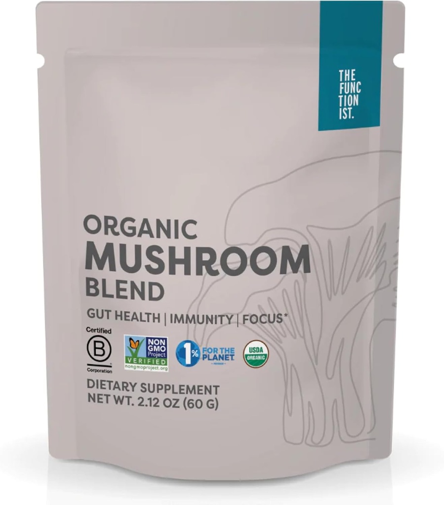 הפונקציונליסט אורגני Mushroom אבקת תוסף אורגני Mushroom | 10 Mushroom Mix | Powerful Gut, Energy Mushroom Complex