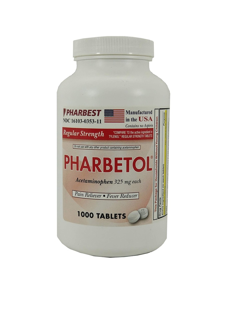 Pharbest Acetaminophen 325 מ"ג 1000 טבליות