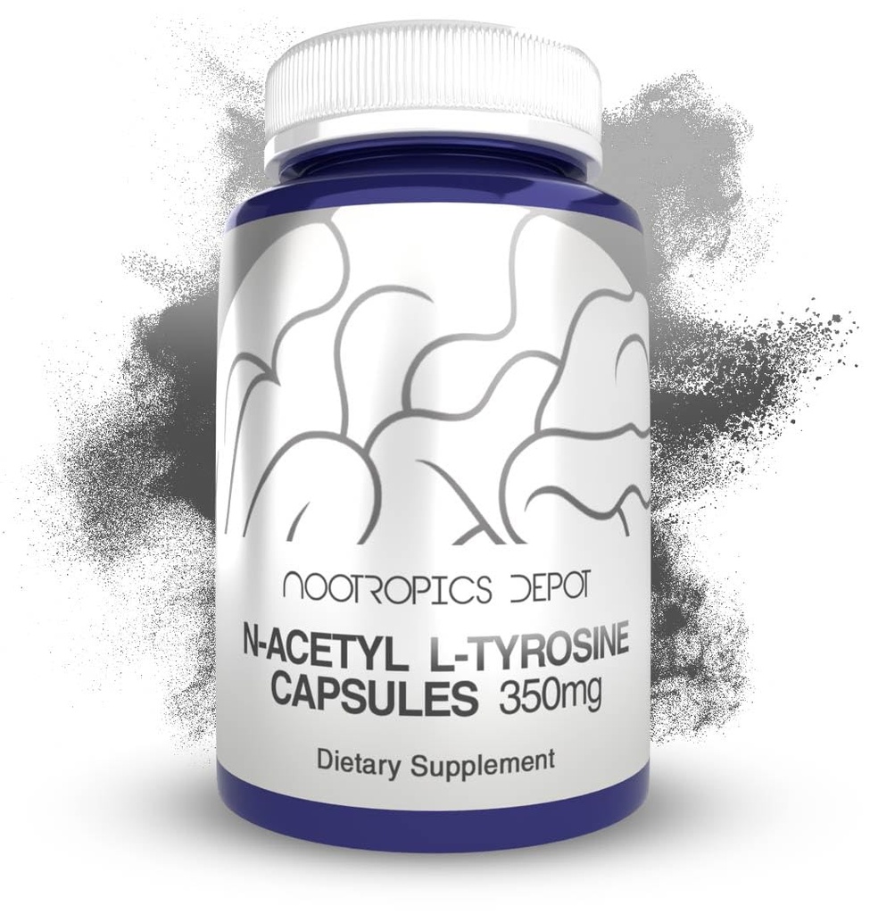 Nootropics Depot N-Acetyl L-Tyrosine קפסולות | 350 מ"ג | 120 Count | NALT | Amino Acid Supplement | Natural Supplements | Memory, Learning, Focus, Healthy Stress Levels