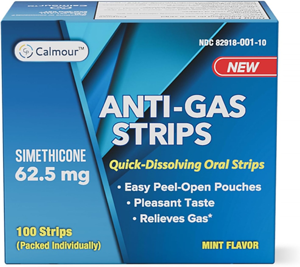 Anti Gas Relief 100 Strips | Mint Flavor Oral Dissolvable Anti Bloating Strips