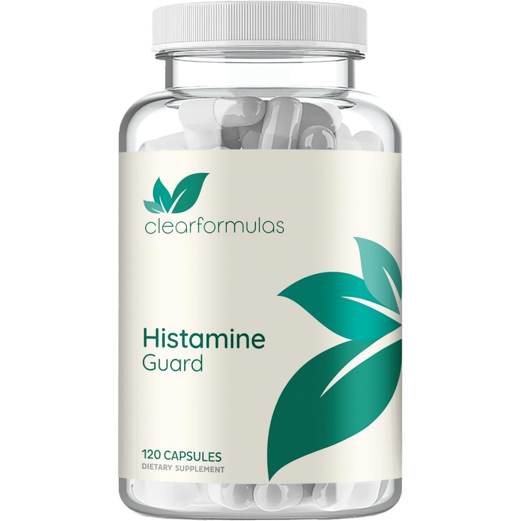 Histamine Guard Immune Support Supplement - Herbal Sinus Respiratory and Immunity Support Histamine Blocker with Sting Nettle ויטמין C Bromelain and Quercetin Complex - Non-Drowsy (120 קפסולות)