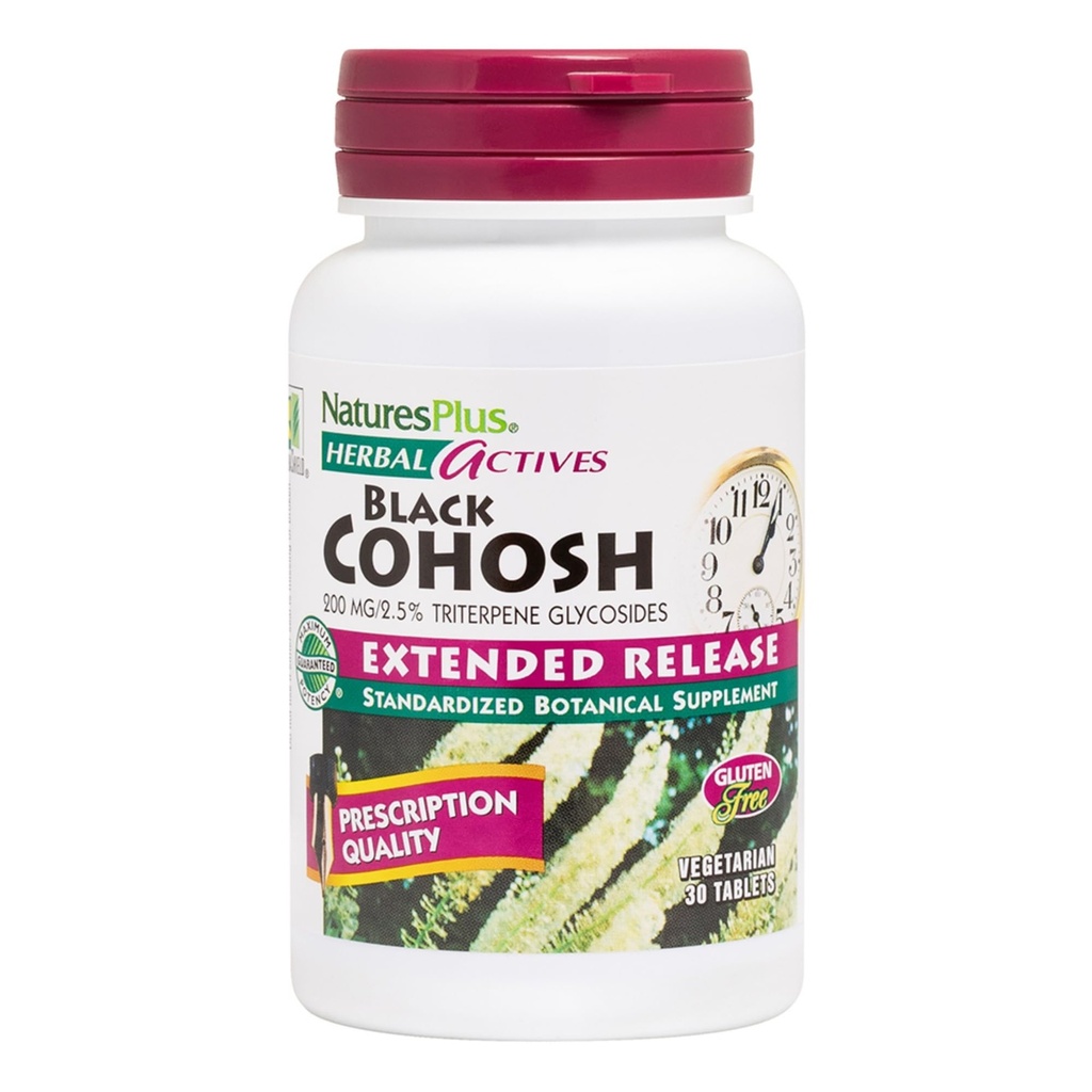 NaturesPlus Herbal Actives Black Cohosh - 30 טבליות - תמיכה תזונתית ל- Well-Being במהלך Menopause - Vegetarian, Gluten Free - 30 משרתים