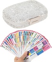 גלולת גלולות עם תוויות Bling Pocket Pill Case עם מדבקות Travel Medicine Kit Holder Small Purse Pill Boxer המכילה אחסון מיני תרופות (White & 300 תוויות)