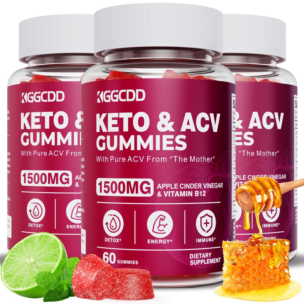 (3 Pack) Keto ACV Gummies Extreme 1500MG Keto Gummies Apple Cider Vinegar פורמולה עם אבקת מיץ Pomegranate B12 Not GMO 180mys