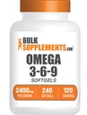 BulkSupplements.com אומגה 3-6-9 Softgels - תוספת אומגה משולשת, מ Flaxseed, Evening Primrose & Fish שמן 2 Softgels לשרת, 240 הרוזן (Pack of 1)