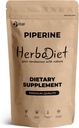 צמחיית Herbadiet פיפרין 95% אבקת לחלץ Black Pepper 95% על ידי Hplc | Bioavailability Enhancer, Boosts Foodsents Uptake