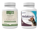 Lignans for Life & K9 בחר Pet Care Bundle - HMR Lignans 20 מ"ג, 90 קפסולות - Melatonin & 3 מ"ג, 120 טבליות Butter Flavored - Multivitamin Dog Supplement Treats - Medium Size Dog Breed