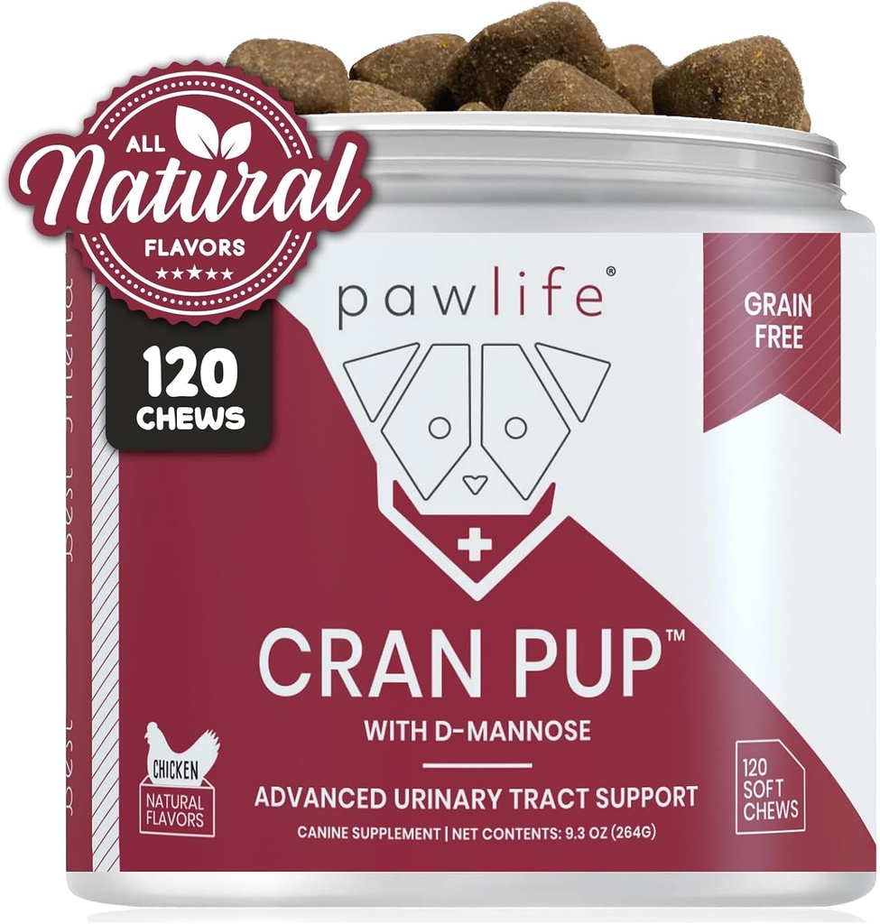 תוספי קריין לכלבים ; Urinary Tract & Bladder Support , D Mannose & Antioxidants for Support ; 120 Veterinarian פורמול צ'ws Soft Up to 4 Monteh Supply