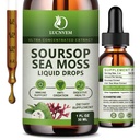 (2 Pack) אורגני Soursop Graviola עם Sea Mosss נוזל טיפות, Soursop bitters נוזל עשיר ב Multivitamin עבור אנטיחמצן טבעי, Immune Boost, תמיכה תאים והתחדשות, Pineapple Flavor פלדור