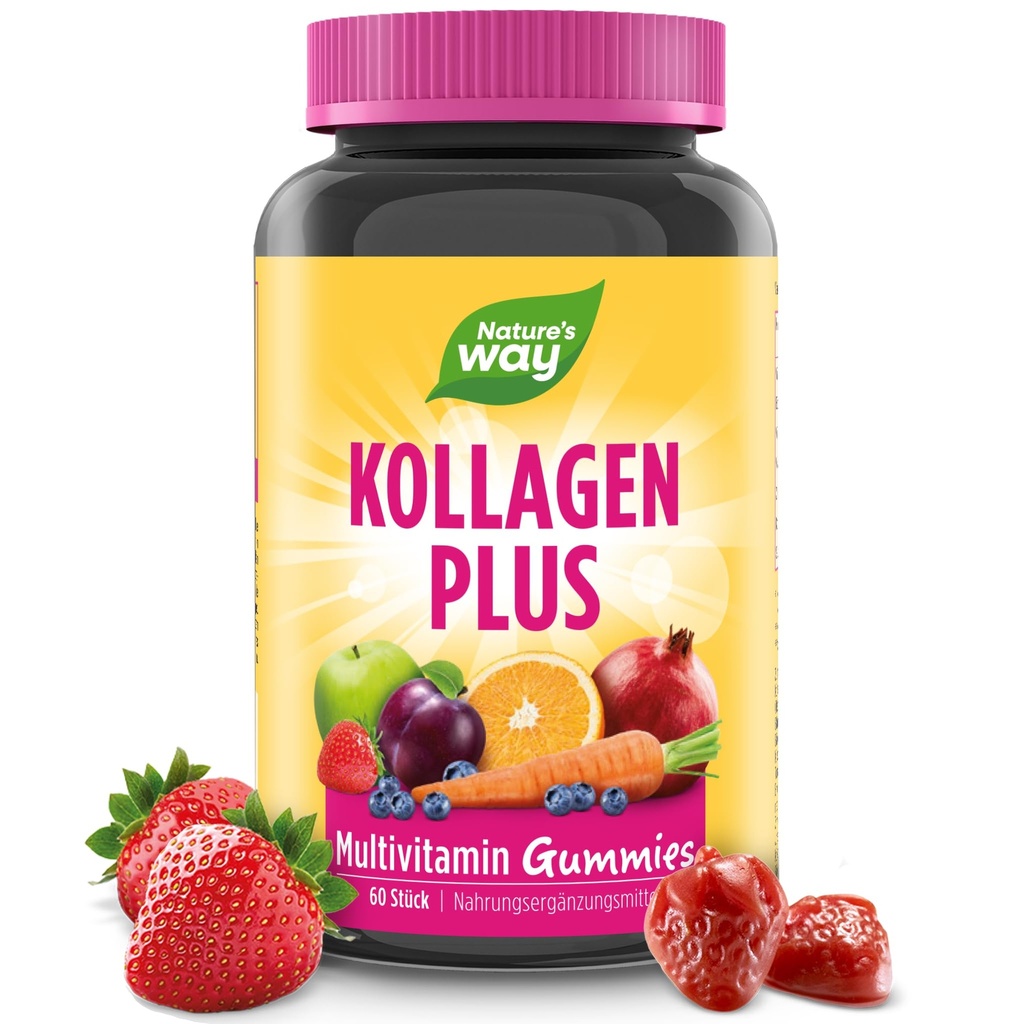 הדרך של הטבע חי! שיער, Skin & Nails Premium Gummies, Beauty Formula*, עם Collagen, Biotin, ויטמינים C & E, Strawberry Flavored, 60 חניכיים