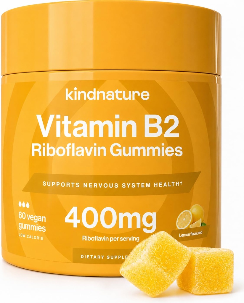 ויטמין B2 חניכיים - Riboflavin 400 מ"ג תוספת לילדים ומבוגרים - non-GMO, Soy & Gluten-Free, Chewable Gummies (30 יום אספקה)
