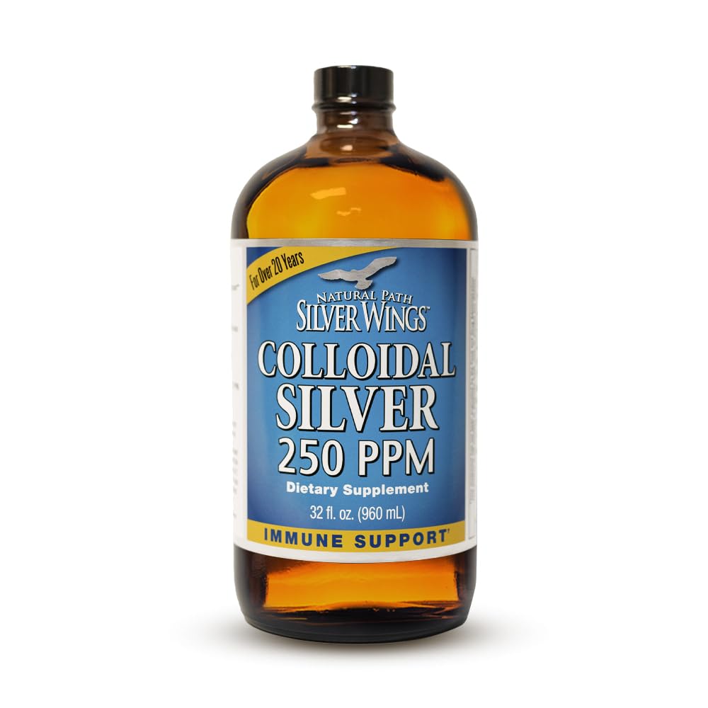 נתיב טבעי שביל Silver Wings Colloidal Silver נוזל - תוספת תמיכה משופרת של Immune - 250ppm (1250mcg) - 32oz