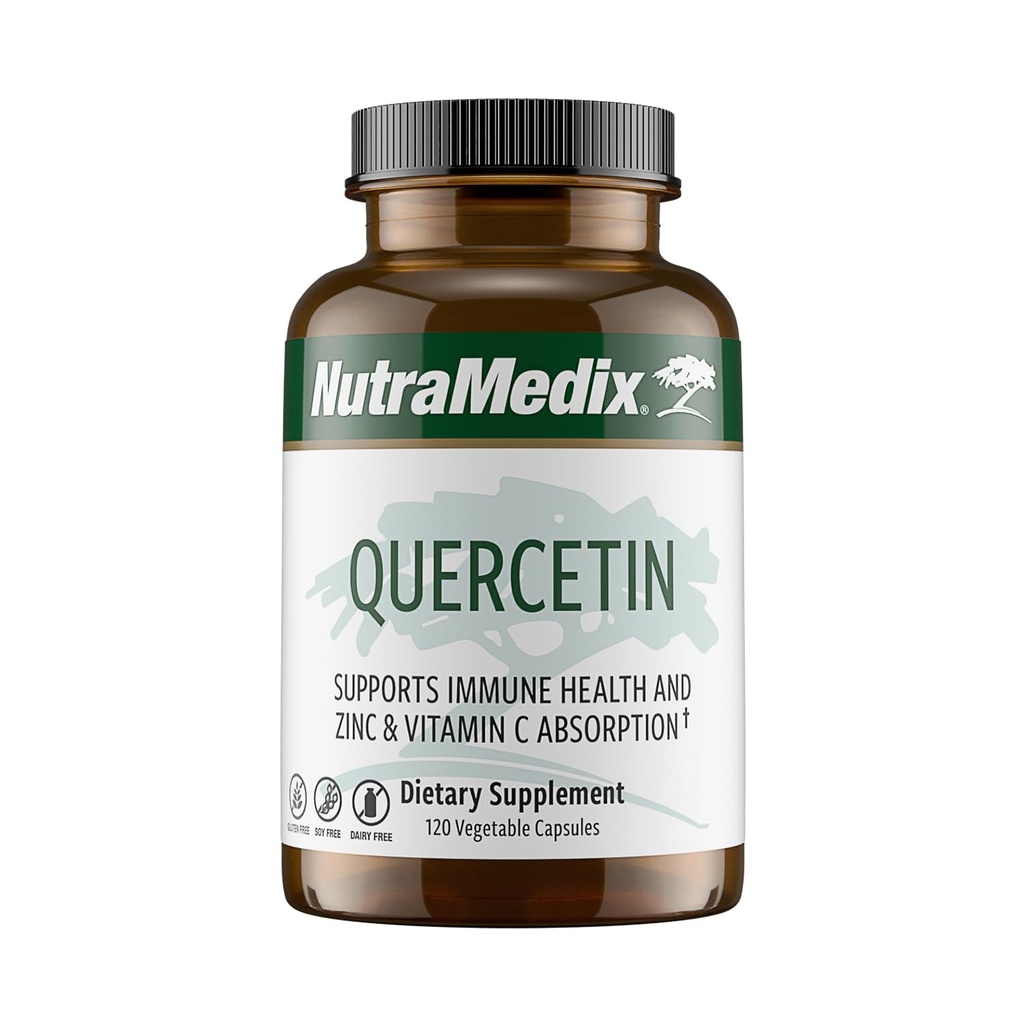 NutraMedix Quercetin - Quercetin 500 מ"ג קפסולות - Antioxidant & Immune Support Supplement for Heart Health - איידס ב Zinc & ויטמין C Absorption (120 קפסולות צמחוניות)