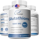 תוסף Glutathione 98%+ Highly Purified and Bioavailable - Skin Care & Detoxification L-Glutathione 1000mg Immune & Liver Support - Made in the USA 60 קפסולות