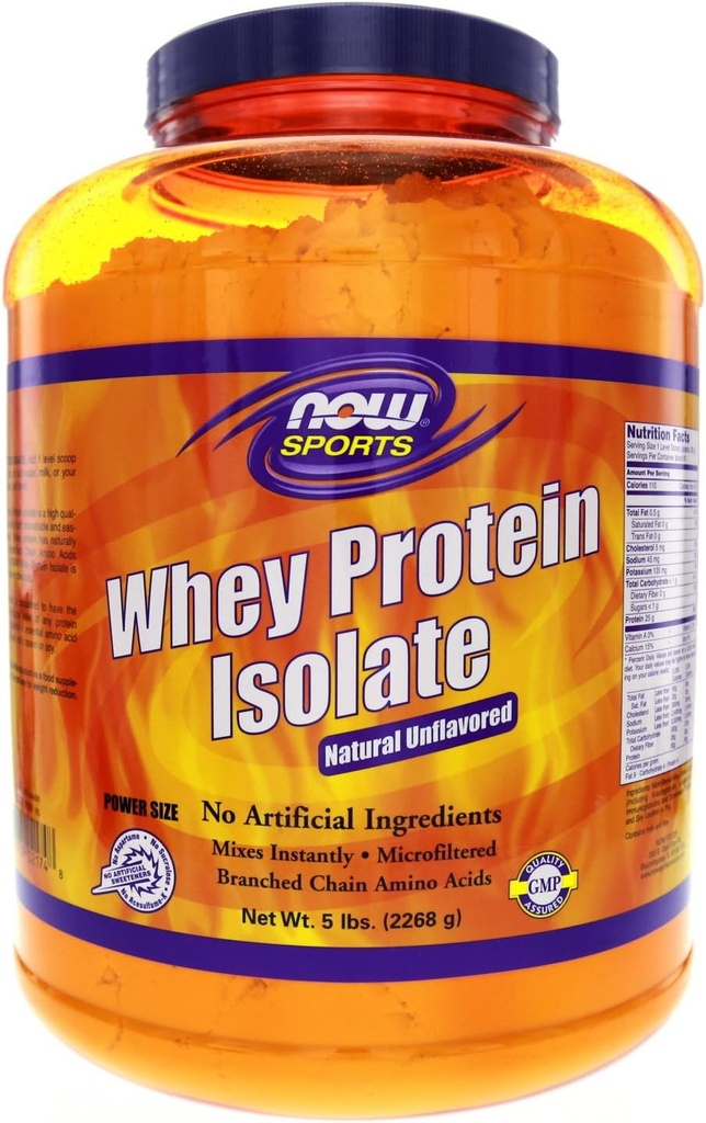 Now Foods Sports Whey Protein Isolate Natural Unflavored - 5 lbs