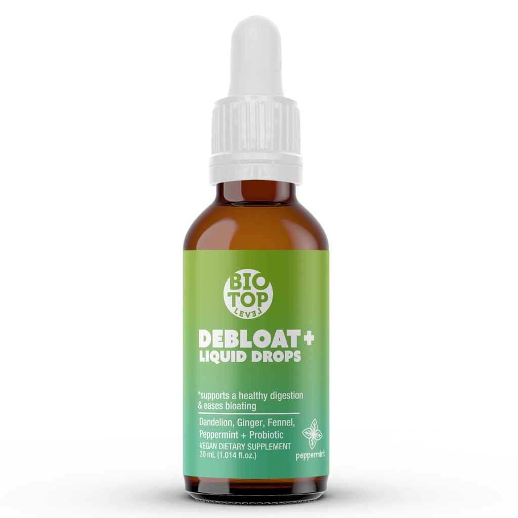Deloat אורגני נוזל טיפות עבור גז טבעי ו Bloating הקלה, תומך Digestive & Gut בריאות עם דנדלון, ג'ינג'ר, פנינל, Pepperט, סוכר חינם 1.0 Fl Oz.