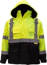 Ansi Class 3 High Visibility Safety Bomber Jacket with Zipper, PVC Pocket, Black Bottom, Qty 1 (Medium,Lime Green)