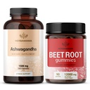 HerBAMAMA Ashwagandha ו Beet Root Kit - Bundle של 1500 מ"ג Ashwagandha Root כמוסות & 1500 מ"ג Beet Root Gummies - טבעוני, non-GMO, Gelatin-Free - 2 Packte