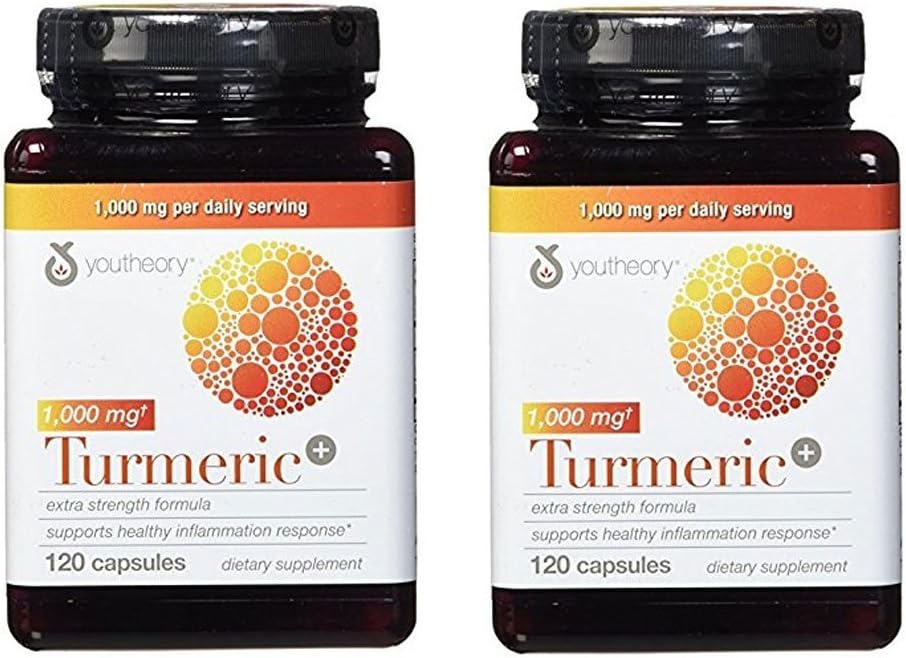 Youtheory Turmeric תוספת כוח פורמולה 1000 מ"ג ליום, 120 הרוזן (Pack of 2)