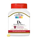 ויטמין D3125 mcg (5,000 IU) שחרור מהיר Softgels, 110 הרוזן