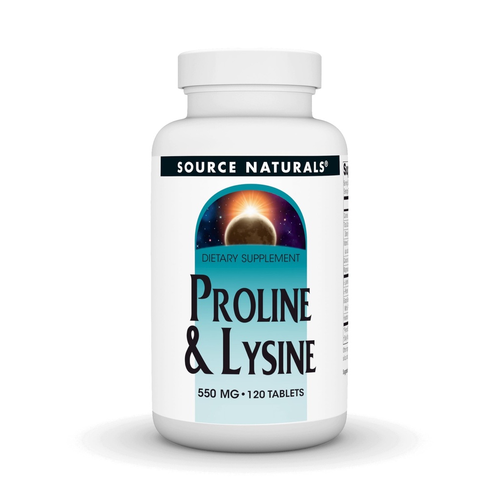 מקורות טבעיים Proline & Lysine, 550 מ"ג - 120 טבליות