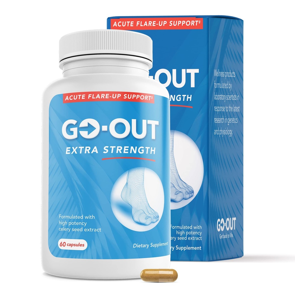 Mt. Angel ויטמינים Go Out - תוספת תמיכה כוח - Uric Acid Balance with Tart Cherry, Celery Seed, Turmeric - Non-GMO, Gluten-Free - 60 Caps Caps Seed