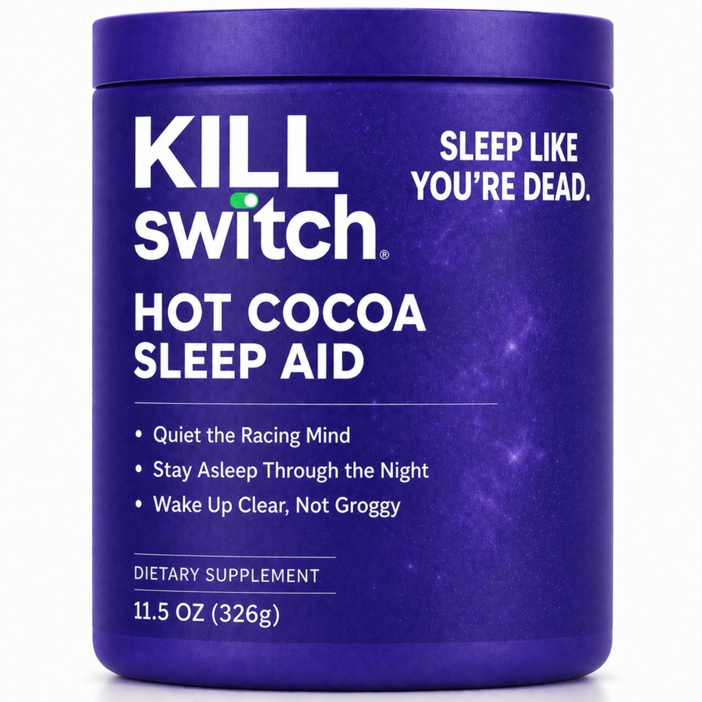 Killswitch Sleep Aid for Adults - Fall Asleep Fast & Wake רעד, תוסף שוקולד חם ללא סוכר - Magnesium, Tart Cherry, L-theanine & More for Restful Sleep, 30שרתים, המיוצר בארה"ב