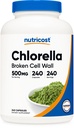 תוספי מזון Chlorella 500 מ"ג, 240 קפסולות צמחוניות - non-GMO ו Gluten חינם