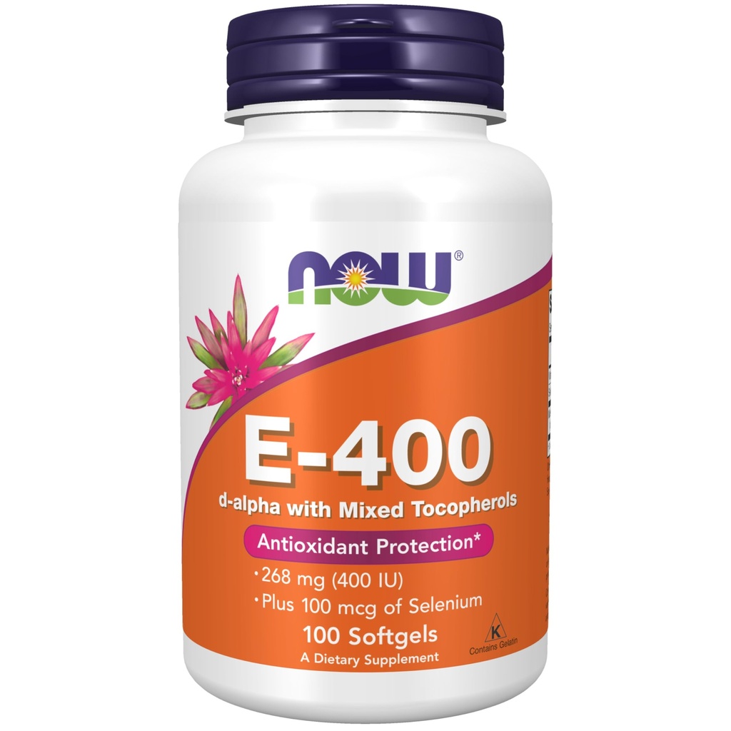 תוספי ויטמינים E-400 IU, מעורבים Tocopherols, Antioxidant Protection * 100 Softgels