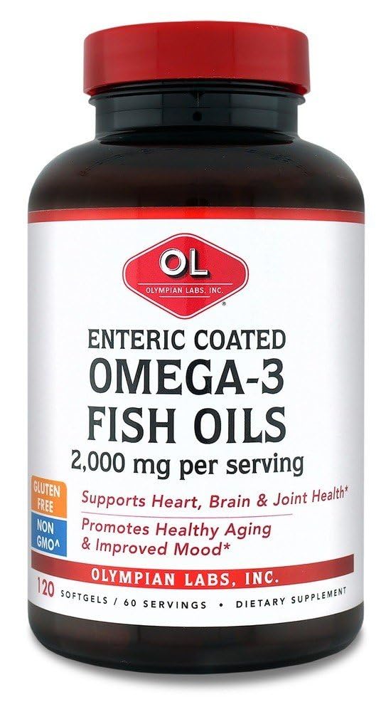 מעבדות אולימפיות Enteric Coated אומגה 3 שמן דגים, 2000 מ"ג למנה / 60 מנות, 120 Softgels