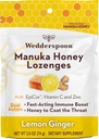 Wedderspoon Manuka Honey Immunity Lozenges, לימון ג'ינג'ר, 2.6 Oz (Pack of 1), Genuine New Zealand Honey, Boost Immunity בתוך שעתיים