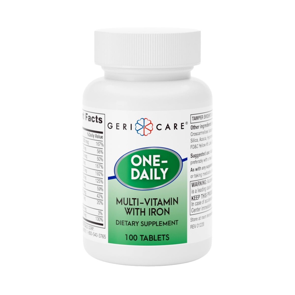 GeriCare One-Daily Multi-Vitamin עם טבליות ברזל,100 הרוזן (Pack of 1)