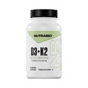 NutraBio ויטמין D3 K2 | 5000 IU D3 כמו Cholecalciferol עם ויטמין K2 כמו MENA-Q MK7 (180mcg) | תמיכה העצם ובריאות הלב | Non-GMO, Gluten Free, Lactose חינם | 60 קפסולות ירקות