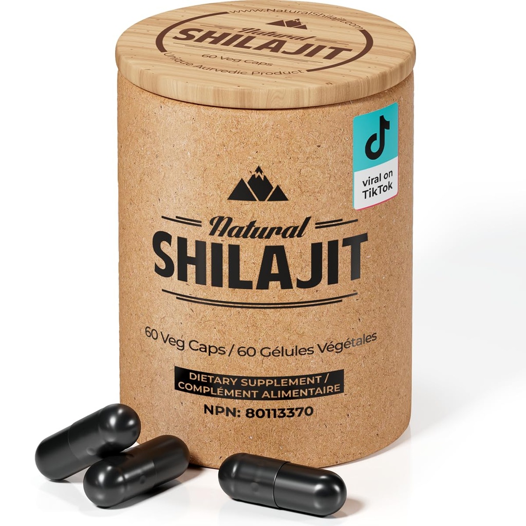 NATURAL SHILAJIT קפסולות (2 חודשים אספקה) - 60 Count - Shilajit for Men & Women with Fulvic Acid & Trace מינרלים, Plant Based Foodsents for Energy, Immune Support & Vitality