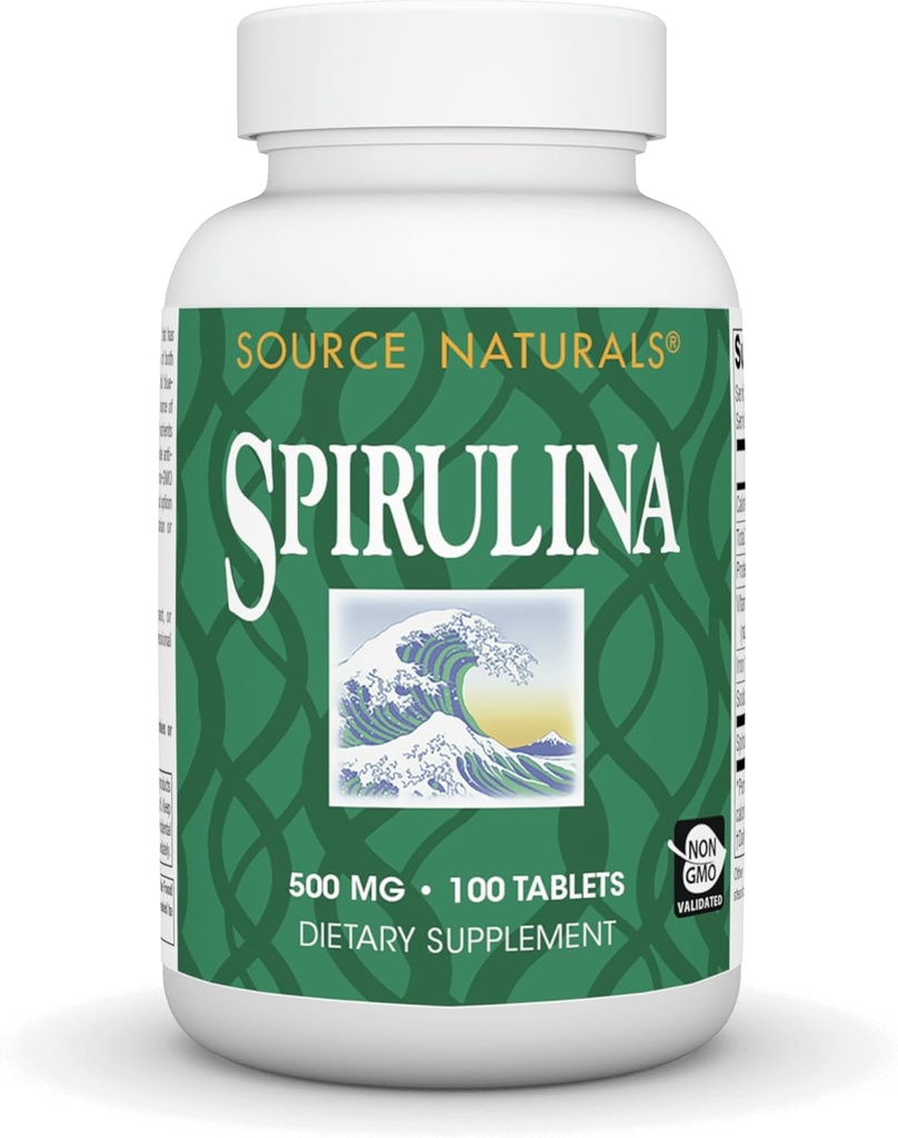 מקור Naturals Spirulina - עבור תמיכה במערכת החיסון - 100 טבליות