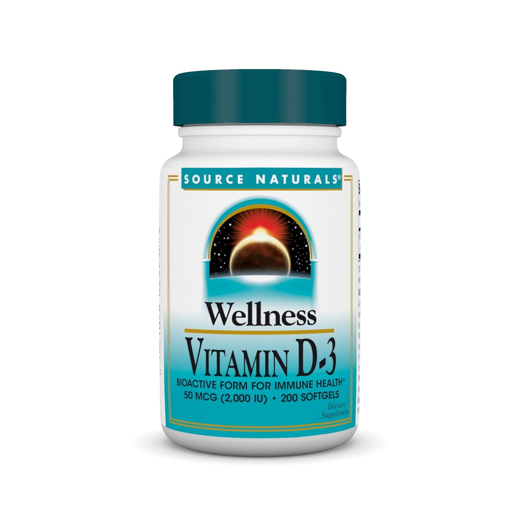 מקור טבעי ויטמין D-3 2000 iu Bioactive Form for Immune Health * 200 Softgels