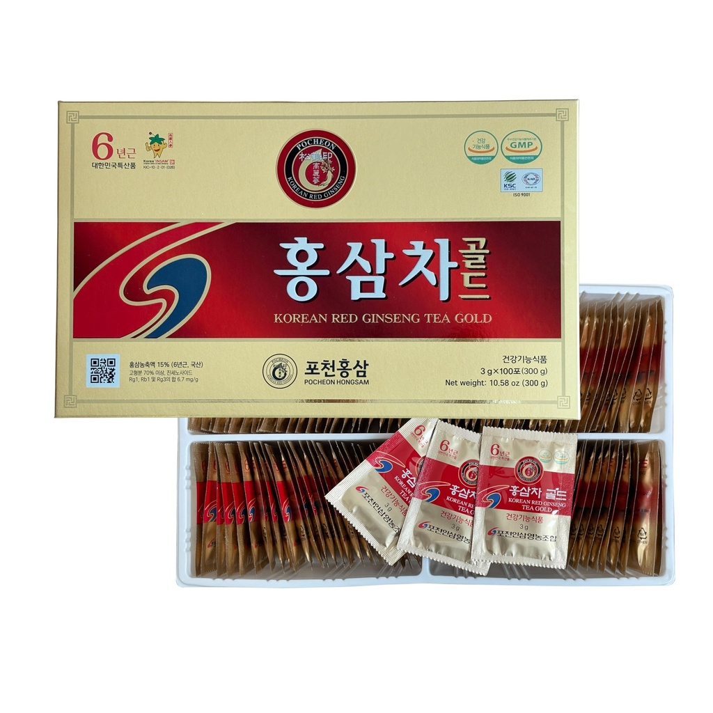 Pocheon 300g (10.6oz), קוריאני 6 שנים Panax Red גינזנג שורש לחלץ זהב, 100 באגים תה, 15% ג'ינסנג לחלץ, תמיכה טבעית