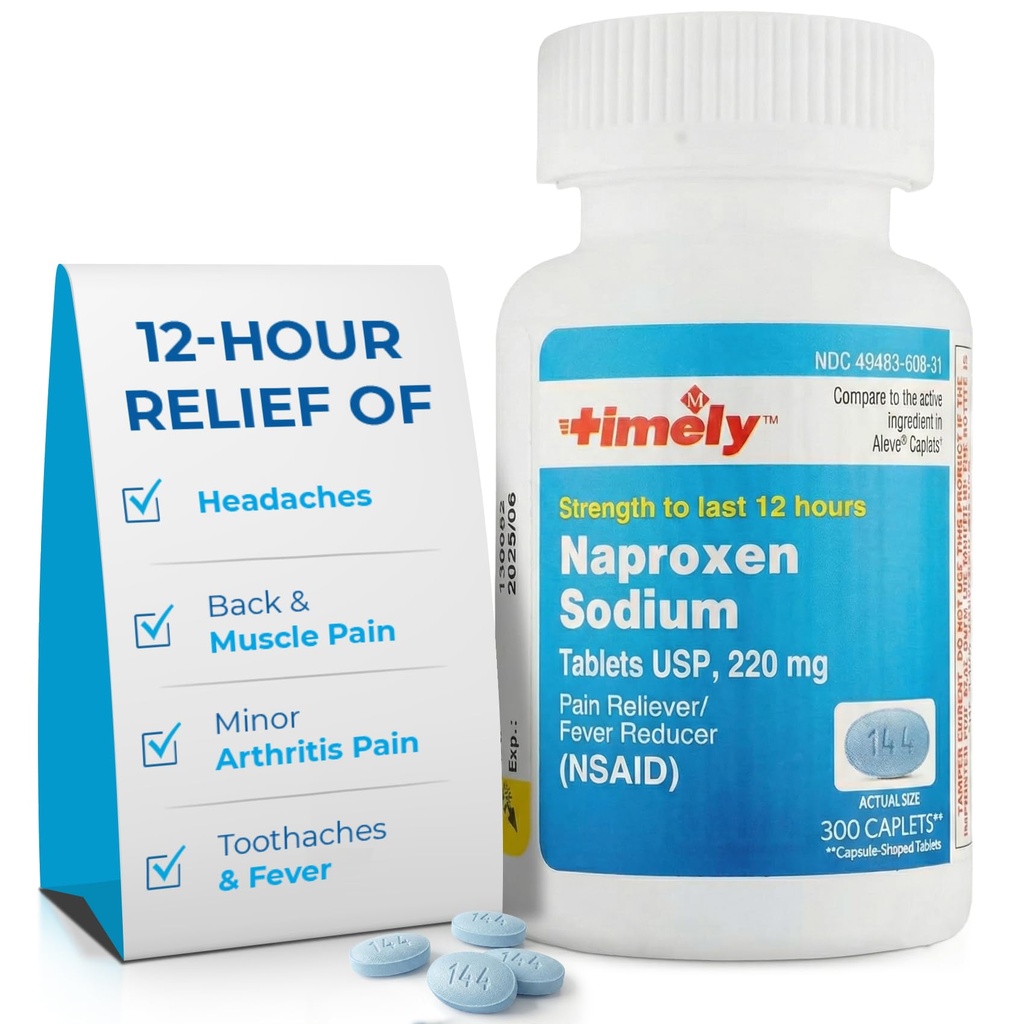 זמן-CAP LABS, INC. Time Naproxen Sodium 220 מ"ג - NSAID Pain Reliever for Headache, Tooth Ache, Minor Arthritis כאב הקלה, Backache, Fever - Lasts 12 שעות - 300 Count