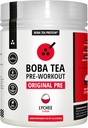 Boba Tea Pre-Workout אבקה | Lychee Flavor | 125-250 מ"ג קפאין | L-Citrulline, Beta Alanine, Alpha-GPC | Real Ingredients | Premium Pre Workout אבקה לגברים ונשים | 20-40 משרתים