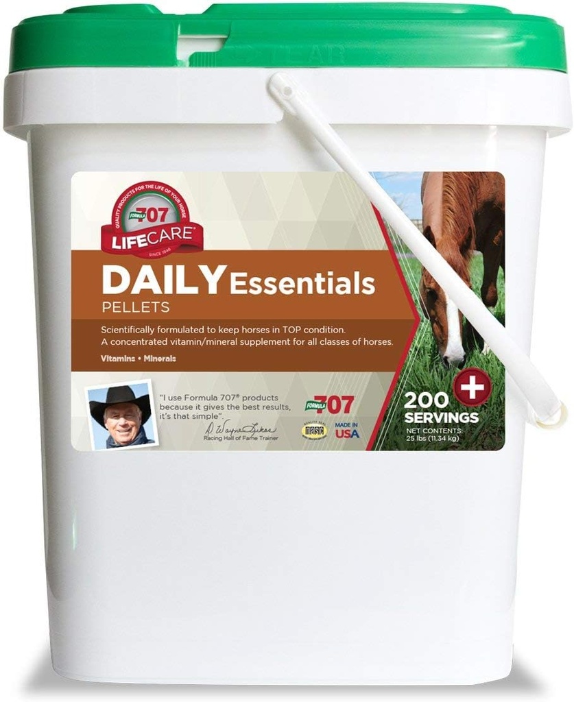 פורמולה 707 Daily Essentials Equine תוסף, 25lb Bucket - ויטמינים ומינרלים מלאים לבריאות גבוהה ותנאים בסוסים