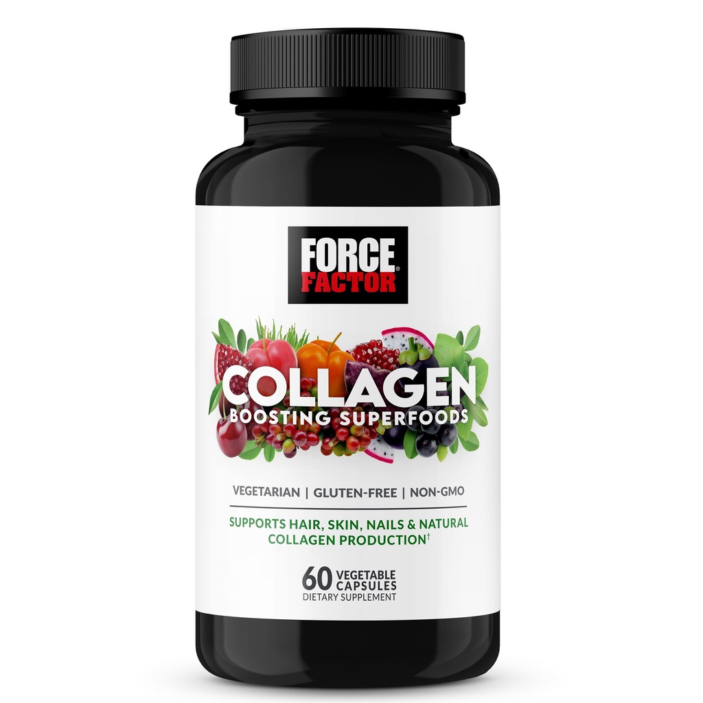 Power Factor Collagen Boosting Superfoods, טבעוני קולג'ן Booster עם Hyaluronic Acid, Biotin, Bamboo, Amino Acids & ויטמינים לשיער, עור וציפורים, תוספי חיזוק ועור, 60 קפסולות