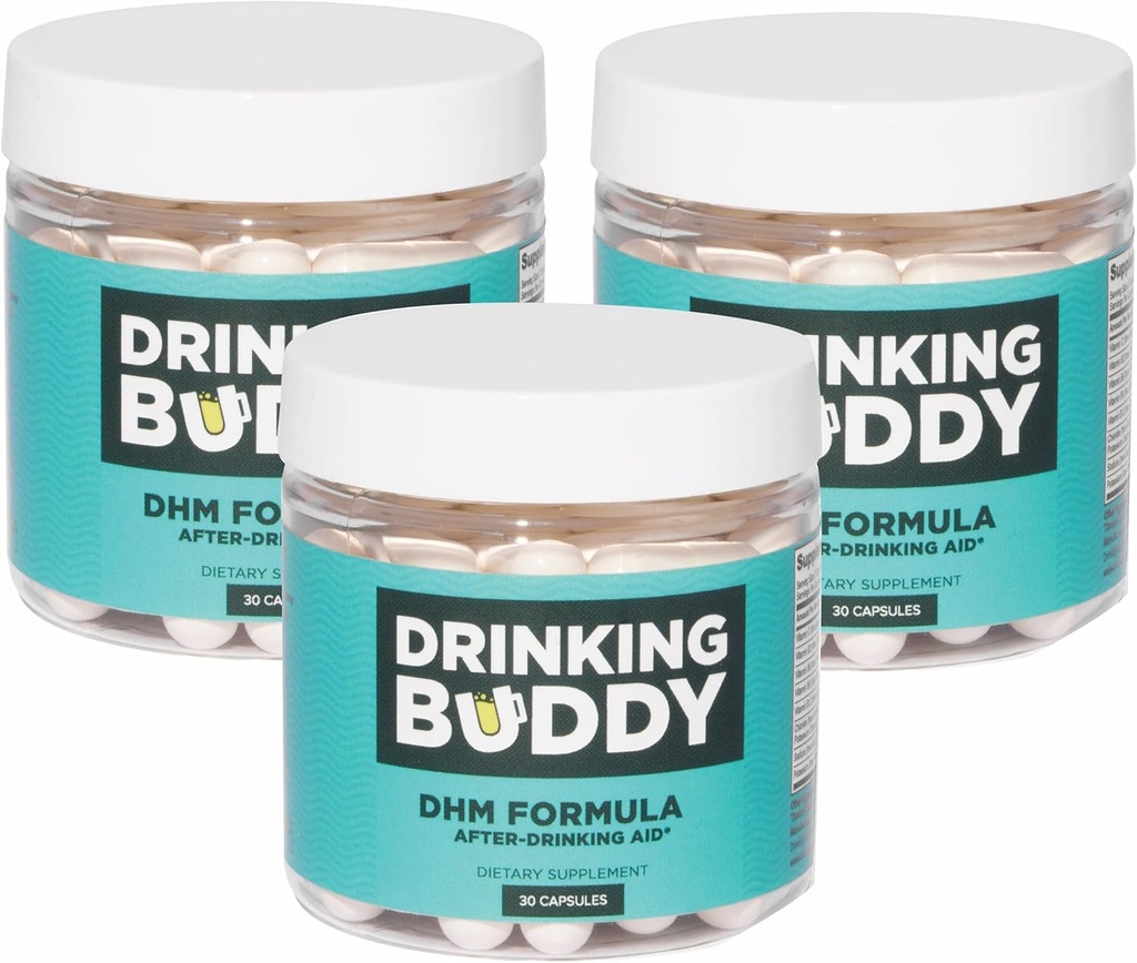 שתיית באדי (3pack, After-Drinking Aid עם DHM, Prickly Pear, L-Cystine ו- L-theanine, Milk Thistle, B-Vitamins, ג'ינג'ר