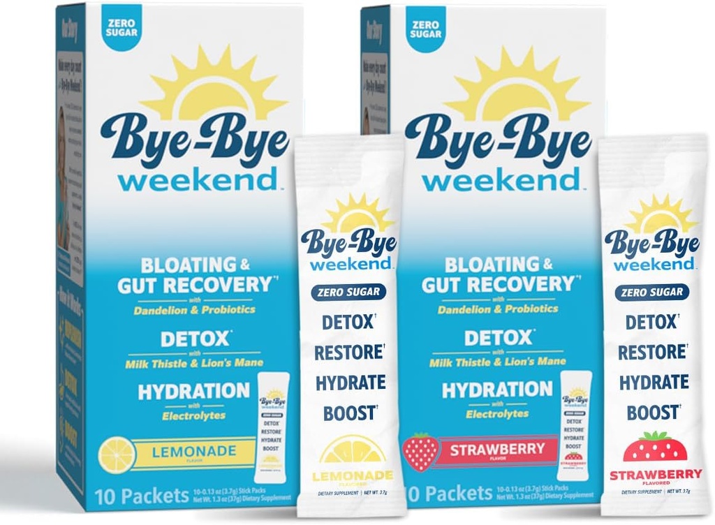 Detox Drink w/Electrolytes - עבור Bloating, Recovery, Fatigue, Brain Fog - Probiotics, Lion's Mane, Milk Thistle - Zero Sugar Variety Pack - 20 Pack