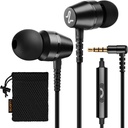 LUDOS OMNITONE Wired אוזנייםbuds in-Ear Headphones, 5 שנים Warranty, אוזניות עם Microphone, 3.5 מ"מ ג'ק קורדיד אוזניים Buds, Videoconference עבור iPhone, סמסונג, מחשב, ילדים, תלמידי בית הספר, תלמידי בית הספר