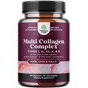 תרכובת Multi Collagen Complex - Ageless Multi Collagen Peptides תוספת עם סוג 1 2 3 5 & X & Biotin לשיער, עור וציפורים ויטמינים - תוספי ביוטין לנשים וגברים - Count 90