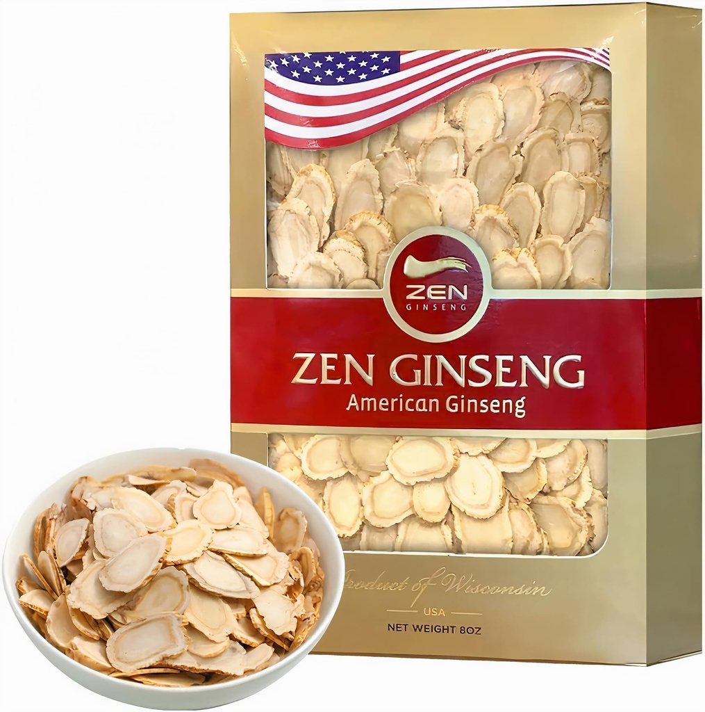 Zen Americanויסקונסין גינזנג שינסנג - שיפור אנרגיה, ביצועים ובריאות נפשית לגברים ונשים (8oz. Box)