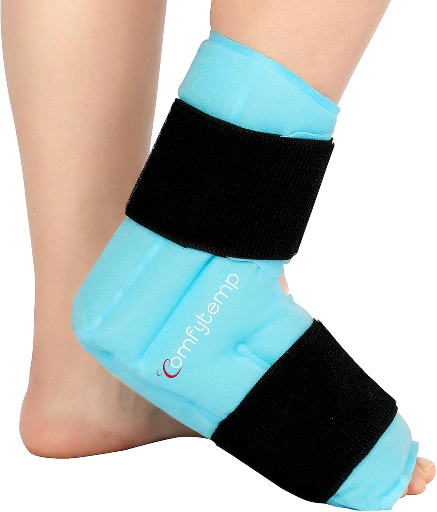 Comfytemp Ankle Foot Pack Wrap for Plantar Fasciitis הקלה, FSA Eligible, Ankles Brace for Spned Ankle, Heel Spur, Swelling, Achilles Tendonitis, Pain, Hot Physical Therapys, 1 Pcs