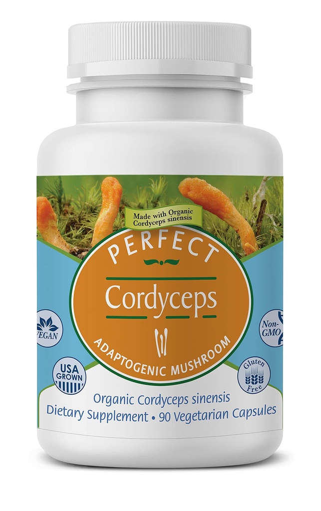 תוספי מושלם - Perfect Cordyceps - 90 קפסולות ירקות - תוספי צמחי מרפא אורגני - מגביר אנרגיה, אנדורנס וכוח