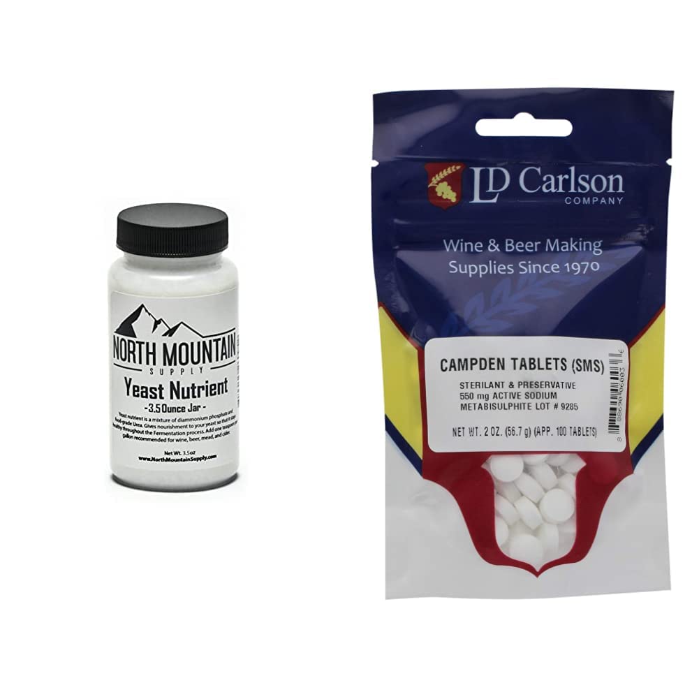 North Mountain Supply Yeast Foodsantent - 3.5 Ounce Jar & Campden Tablets (סויום metabisulfite) - 2 Oz(100 טבליות)