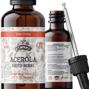 Acerola Tincture (Vitamin C), Organic Acerola Extract (Malpighia Glabra) Dried Berry for Blood, Heart, Arteries, Non-GMO in Cold-Pressed Organic Vegetable Glycerin, Florida Herbs Supplements